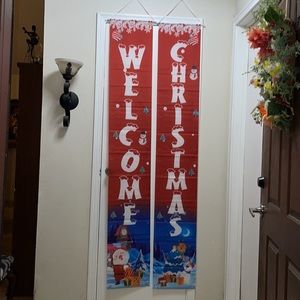 Santa, Reindeer and Snowman Christmas Door Banner New Year Outdoor Indoo…